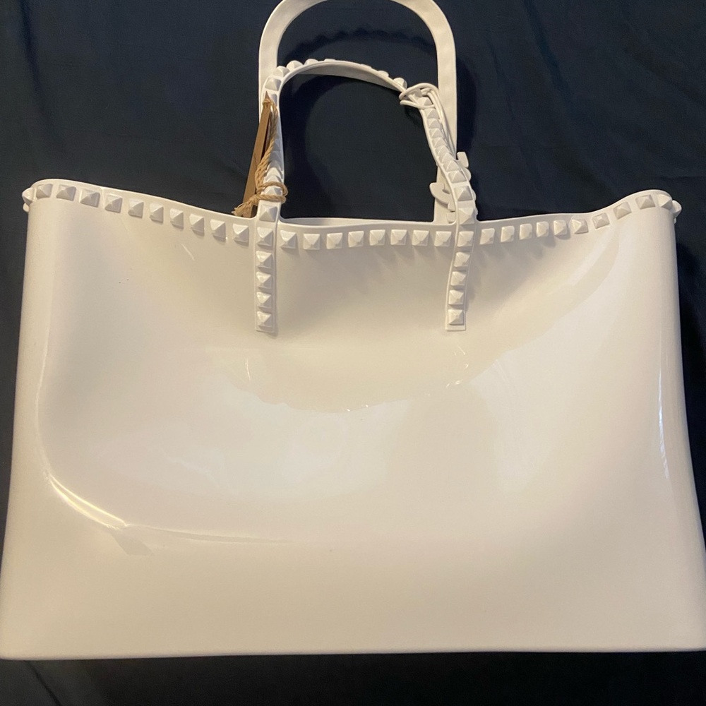 White Studded Tote Bag